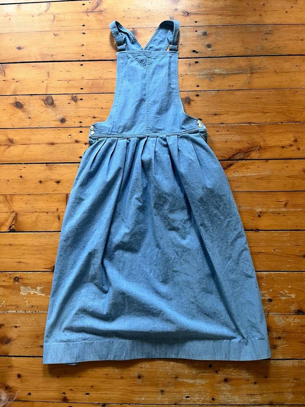 Nei Flowers Pinafore Dress Size 8 Blue Denim Cotton Overall 90s Cottagecore
